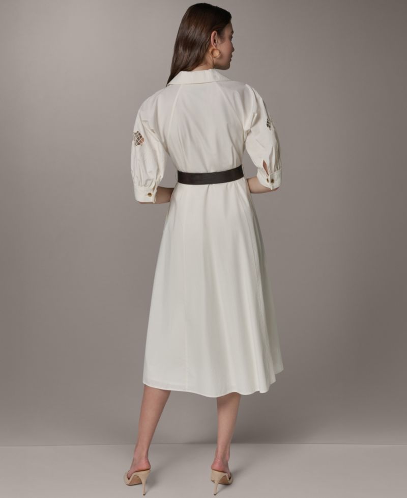 Women's Collared Belted Shirt-Dress