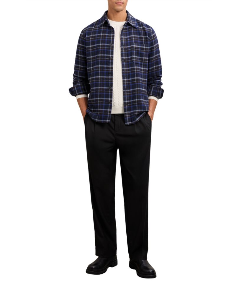 Men's Sam Check Button-Through Overshirt with Wool