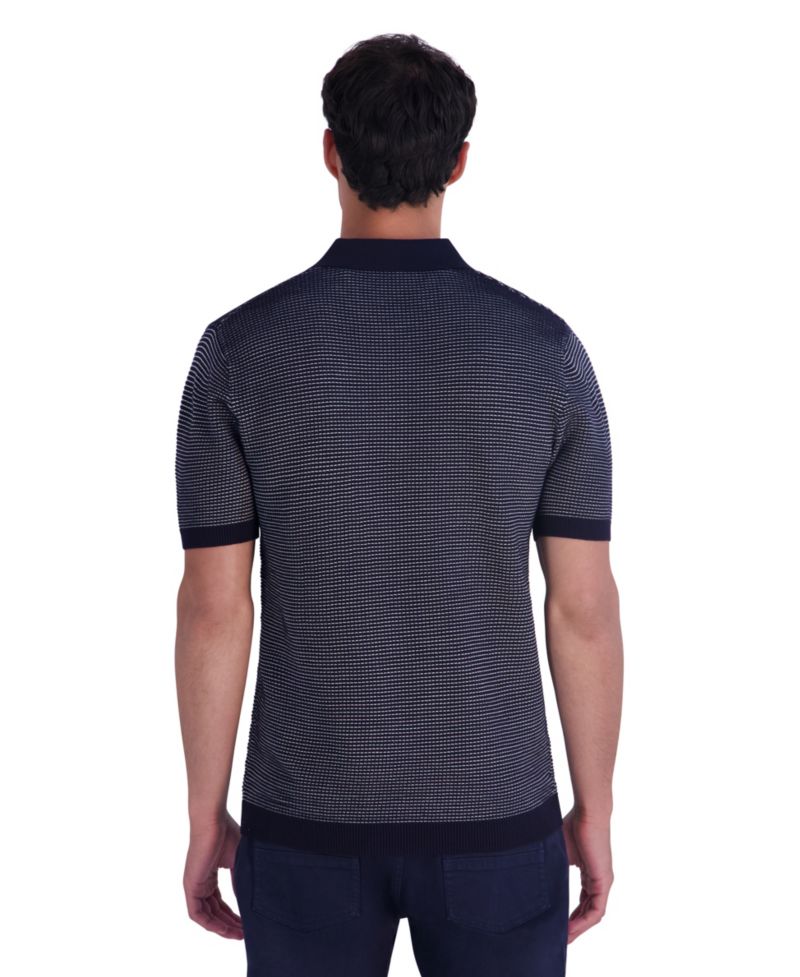 Men's Johnny Collar Textured Polo Sweater