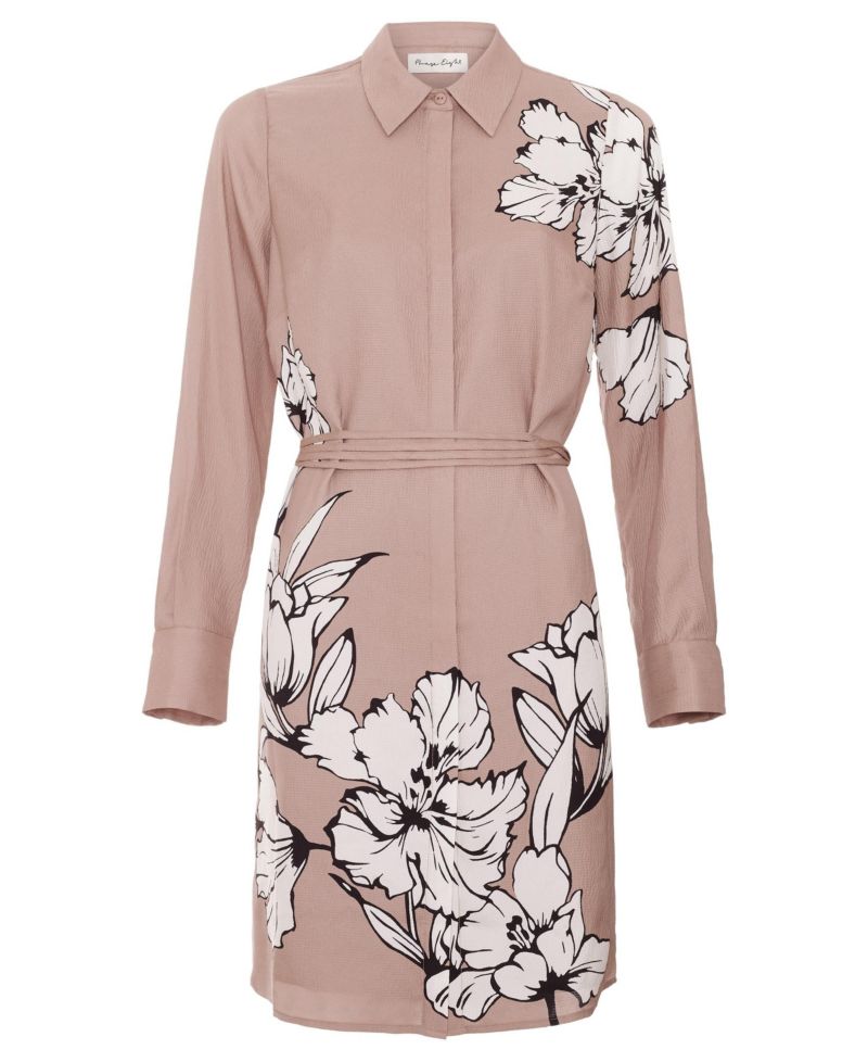 Women's Kendra Floral-Print Belted Long-Sleeve Shirt Dress