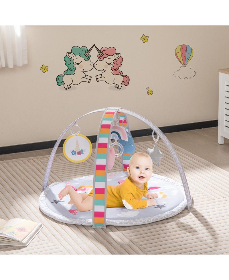 7-in-1 Baby Play Gym Mat with 5 Removable Sensory Toys, 33" x 20"