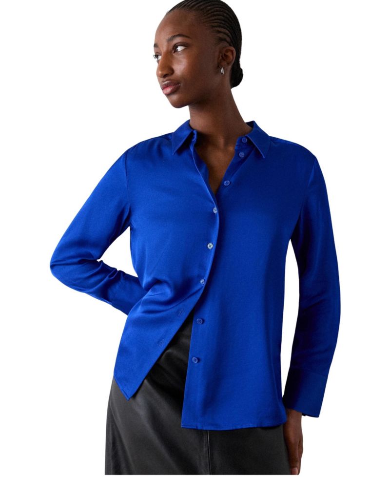 Women's Satin Collared Shirt