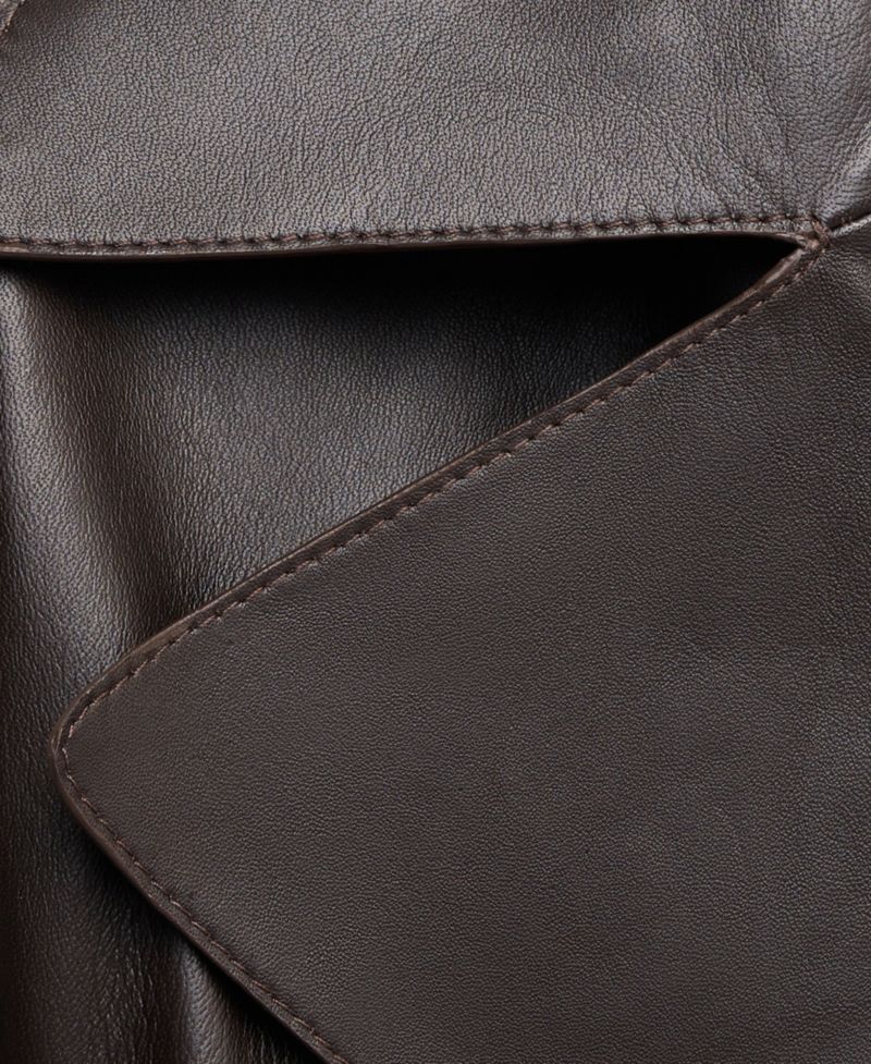 Women's Selection Leather Belted Cropped Trench Jacket
