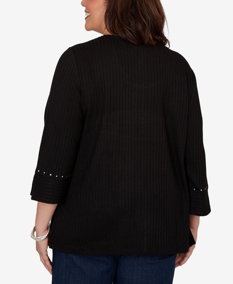 Plus Size Spliced Texture Metallic Studded Top