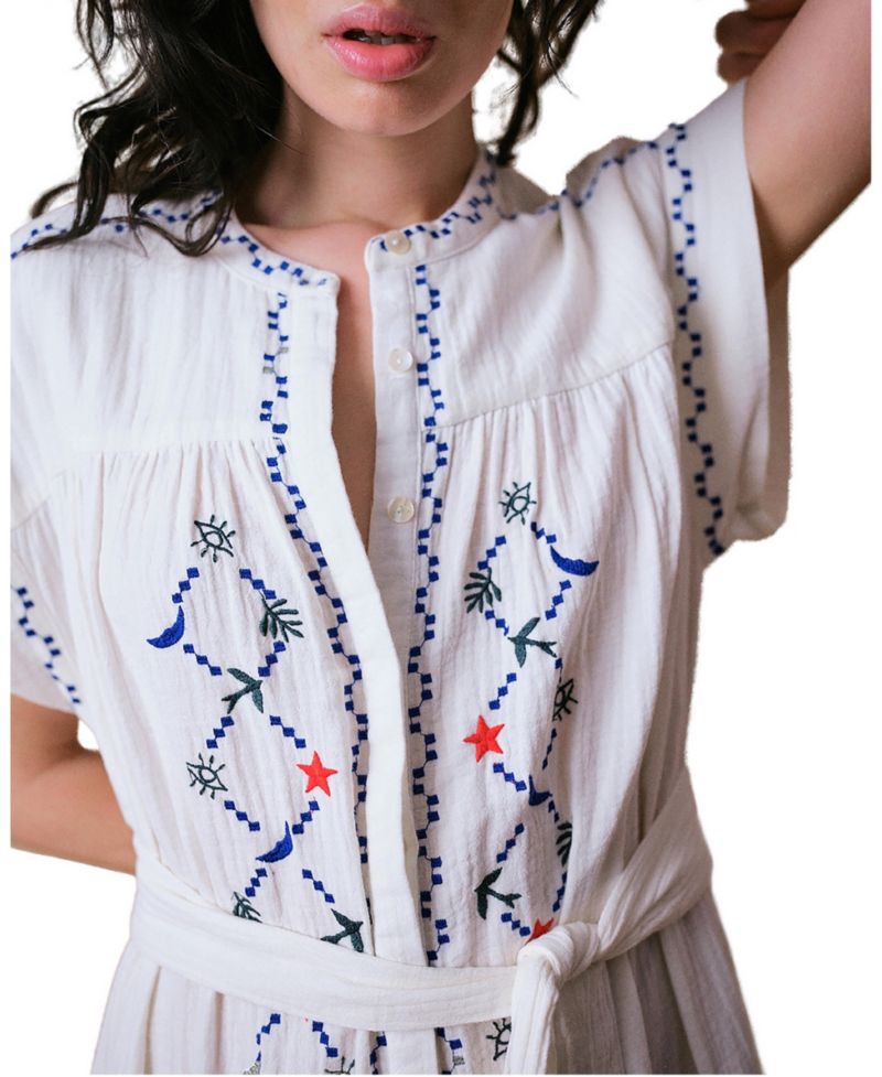 Women's Cap Sleeve Embroidered Dress