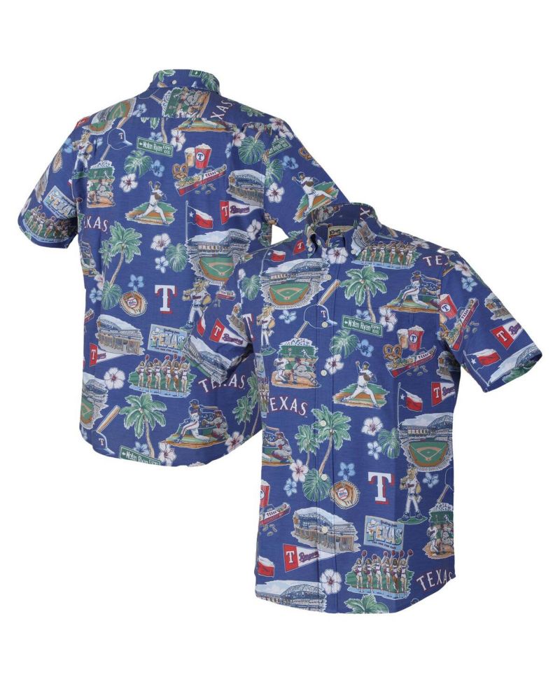 Men's Royal Texas Rangers Scenic Tri-Blend Performance Button-Up Shirt