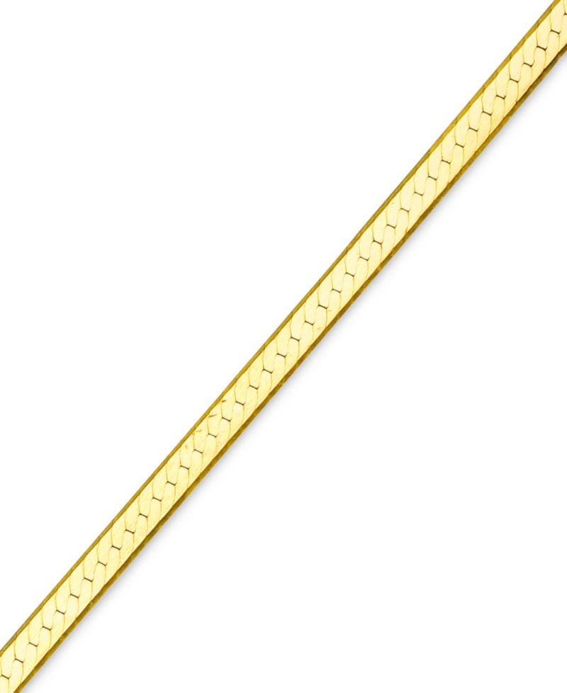 Flat Herringbone Chain Necklace (1-1/4mm) in 14k Yellow or White Gold