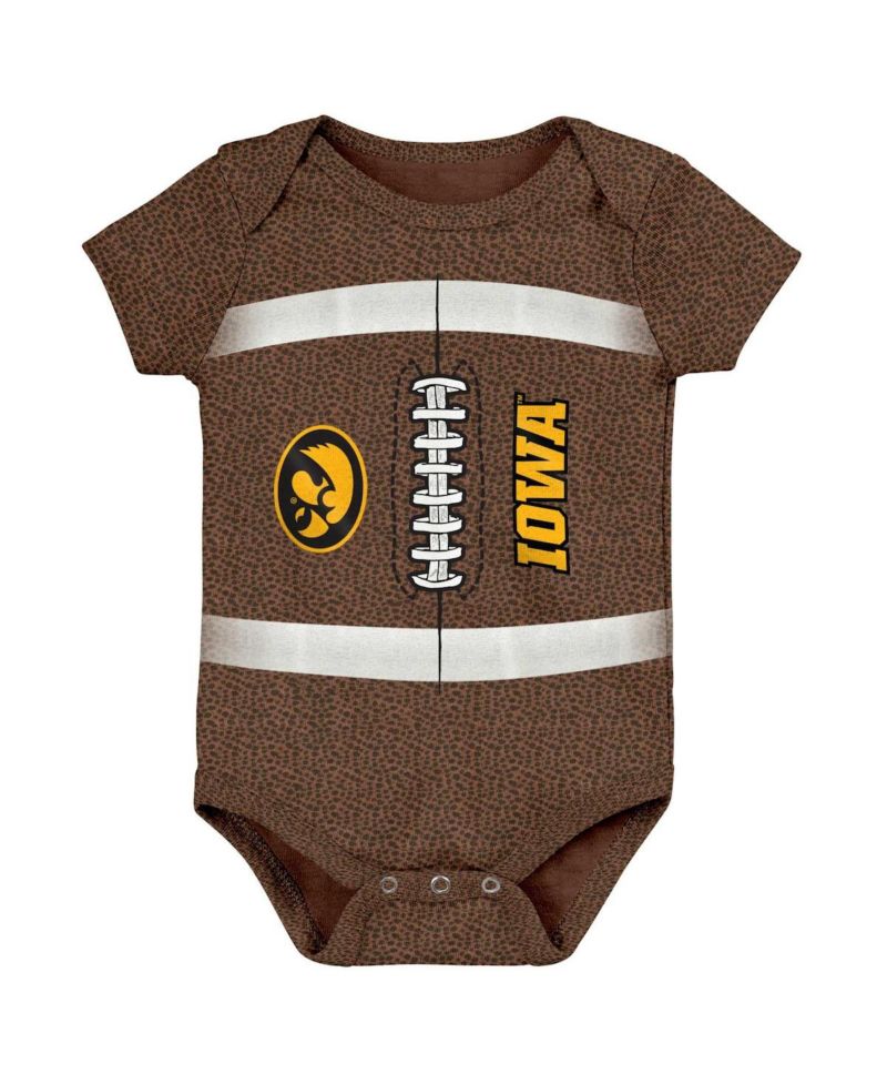 Newborn and Infant Boys and Girls Brown Iowa Hawkeyes Catch Me Football Bodysuit