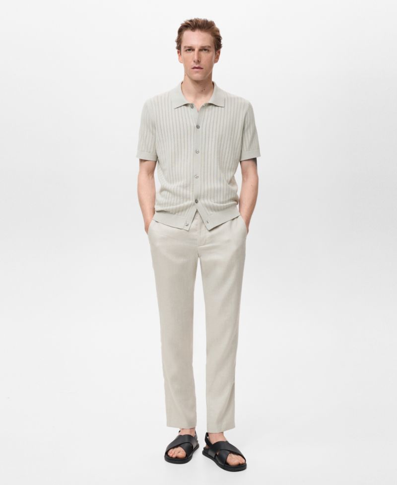 Men's Openwork Detail Cotton Shirt