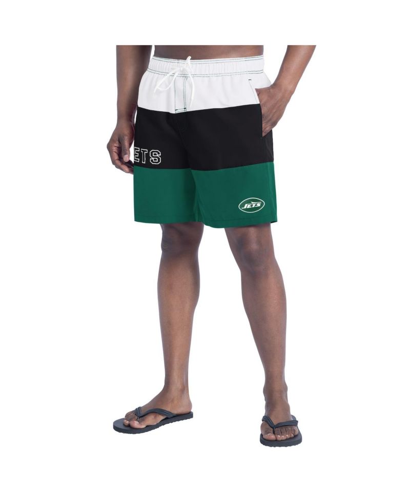 Men's Green/Black New York Jets Sunrise Volley Swim Shorts