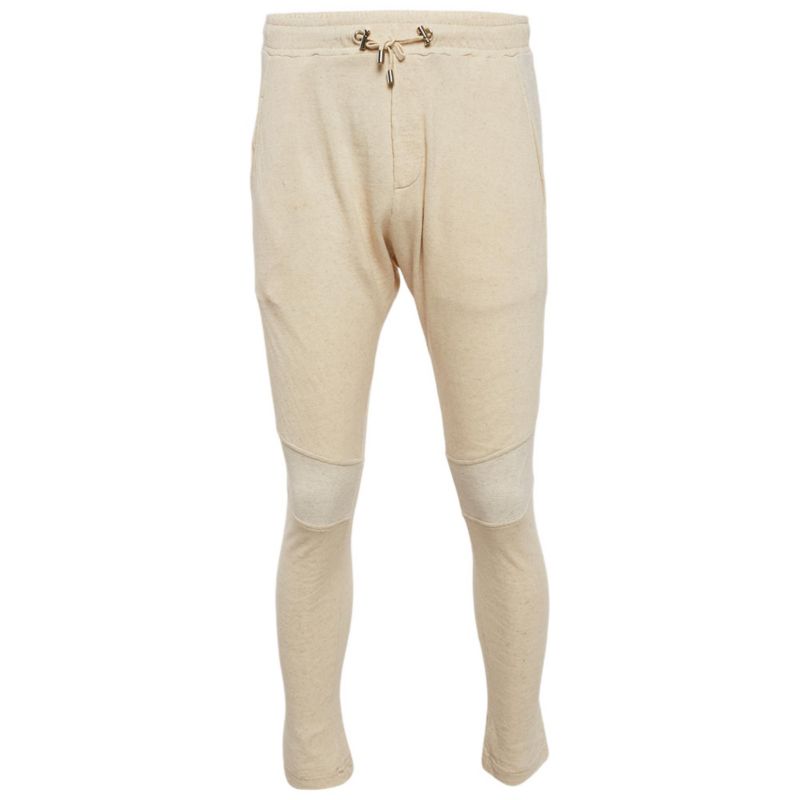 Men's Cream Cotton Paneled Knit Jogger Pants