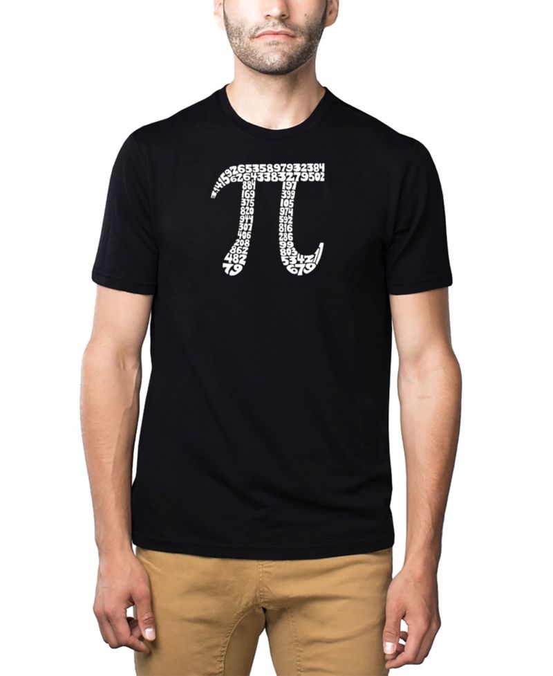 Men's Cotton/Poly Blend Word Art T-Shirt - 100 Digits of Pi