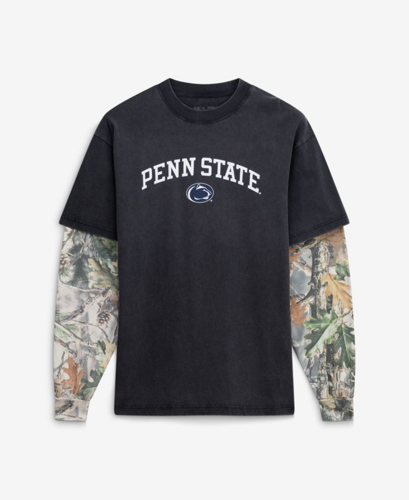 Men's Black/Camo Penn State Nittany Lions Back Bay Twofer Heavyweight Long Sleeve T-Shirt