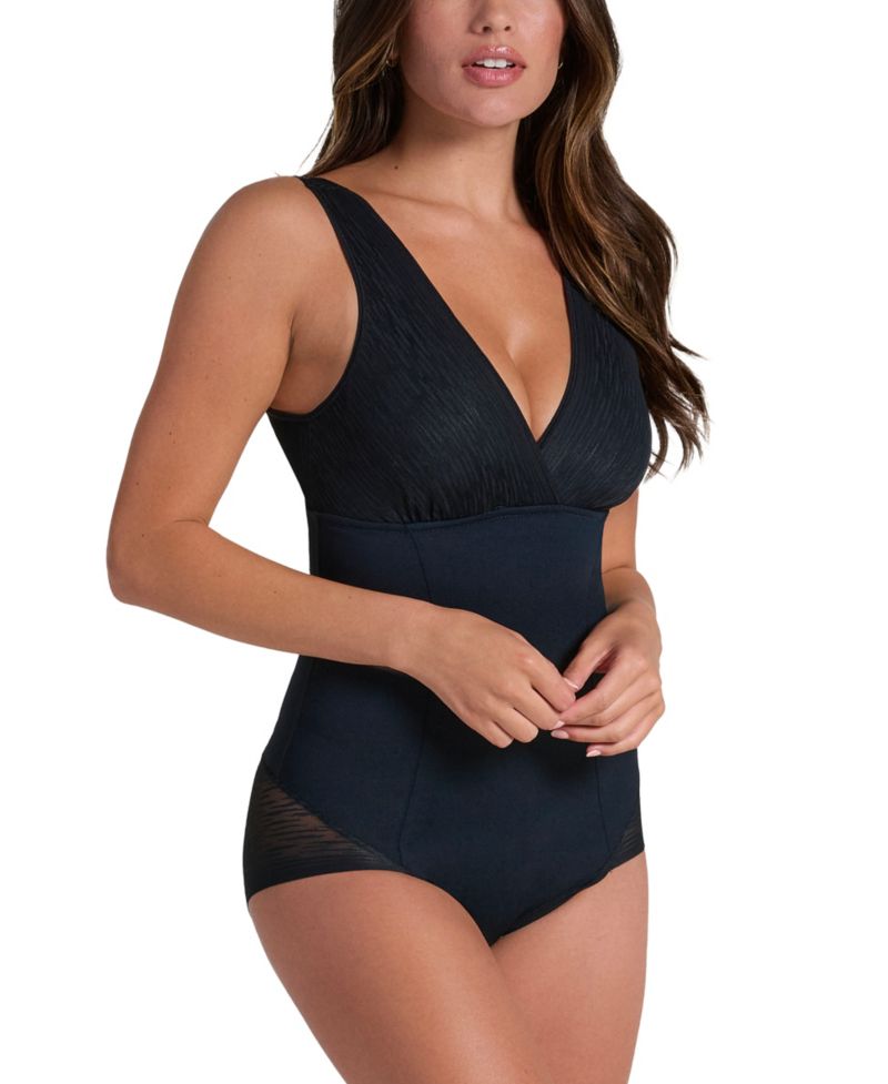 Women's Sheer Stripe Detail Sculpting Bodysuit
