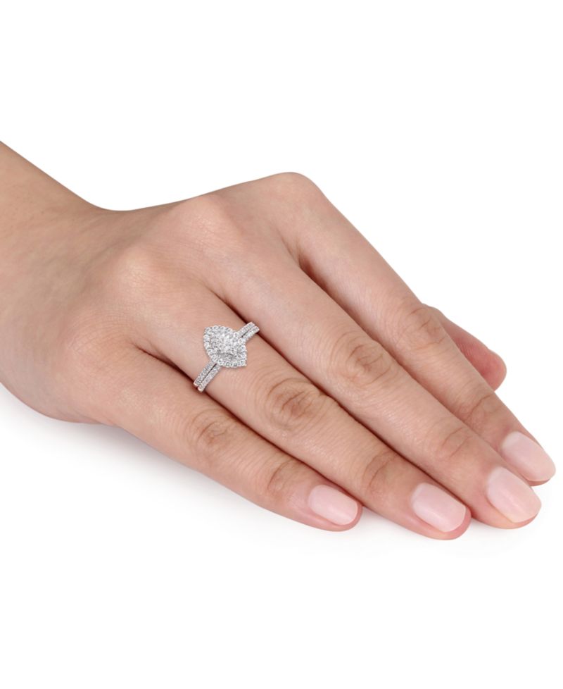 Diamond Halo Cluster Bridal Set (1/2 ct. t.w.) in 14k White Gold