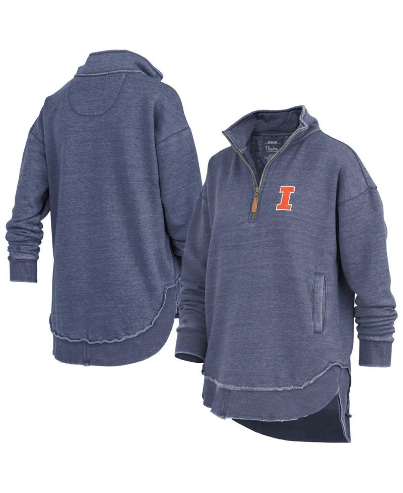 Women's Navy Illinois Fighting Illini Northfork Sojourn Poncho Quarter-Zip Sweatshirt