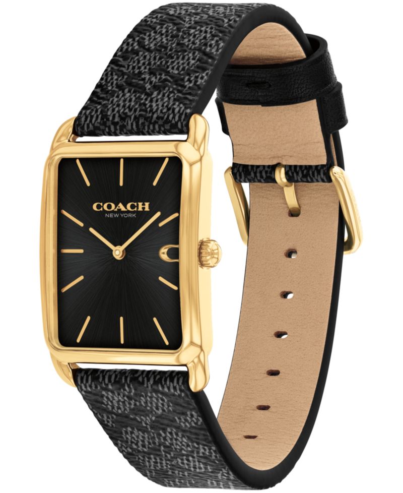 Men's Elliot Black Leather Strap Watch, 32 x 36mm