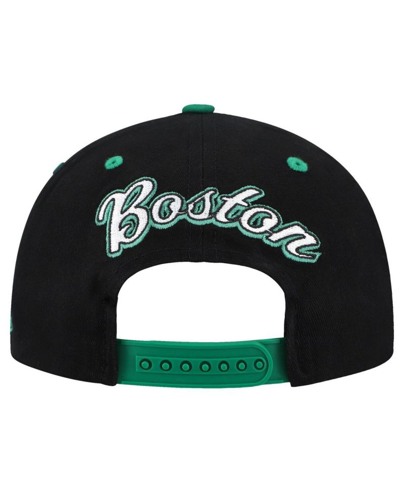 Men's Black/Kelly Green Boston Celtics Backside Script 2-Tone Pro Crown Adjustable Hat