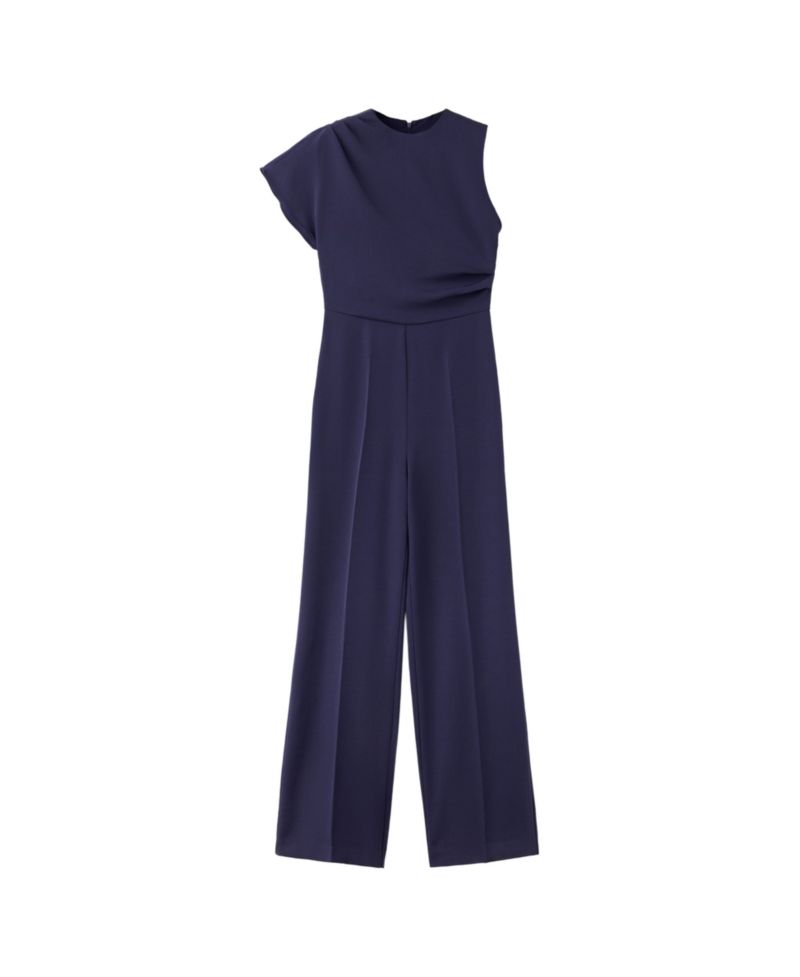 Women's Wide-Leg Asymmetric-Sleeve Jumpsuit
