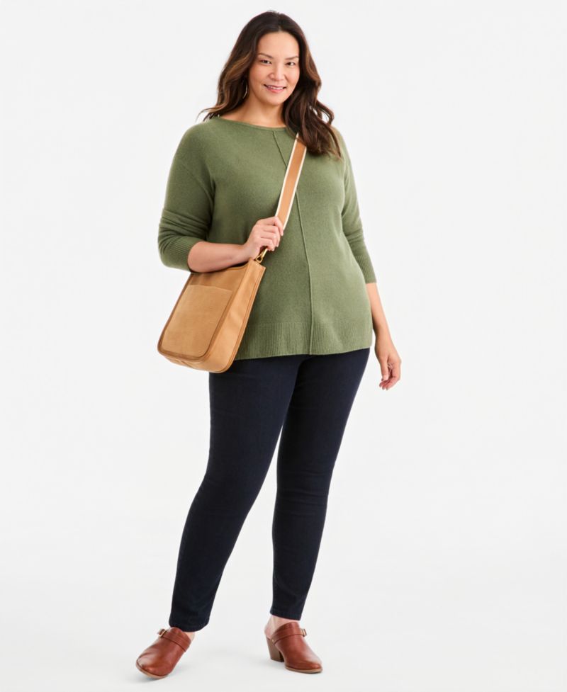 Plus Luxsoft Seamfront Boatneck Tunic Sweater