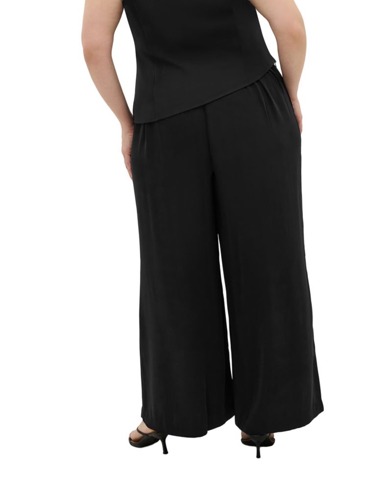 Plus Size Jett Pleated Sateen Wide-Leg Pants