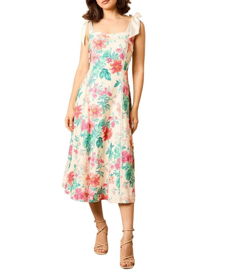 Women's Bow Strap Midi Prom Dress