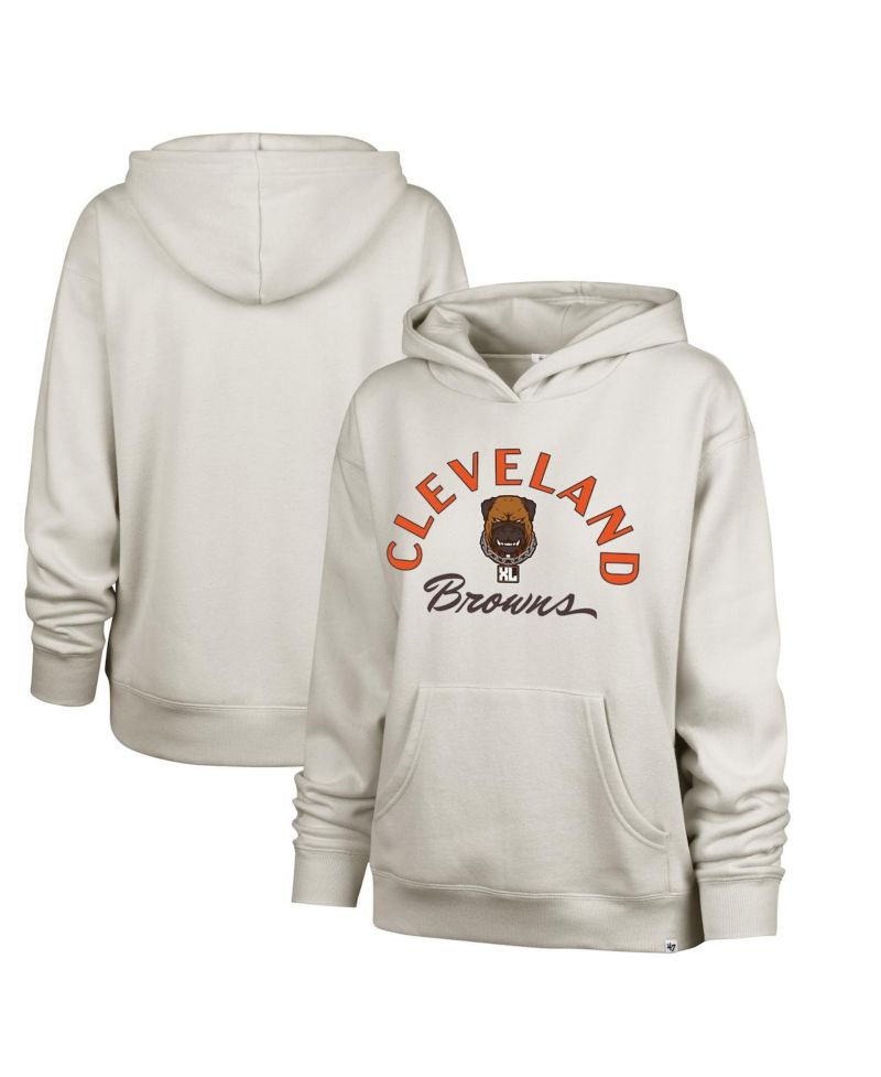 Women's Cream Cleveland Browns Dawg Pound XL Whirlwind Naomi Pullover Hoodie