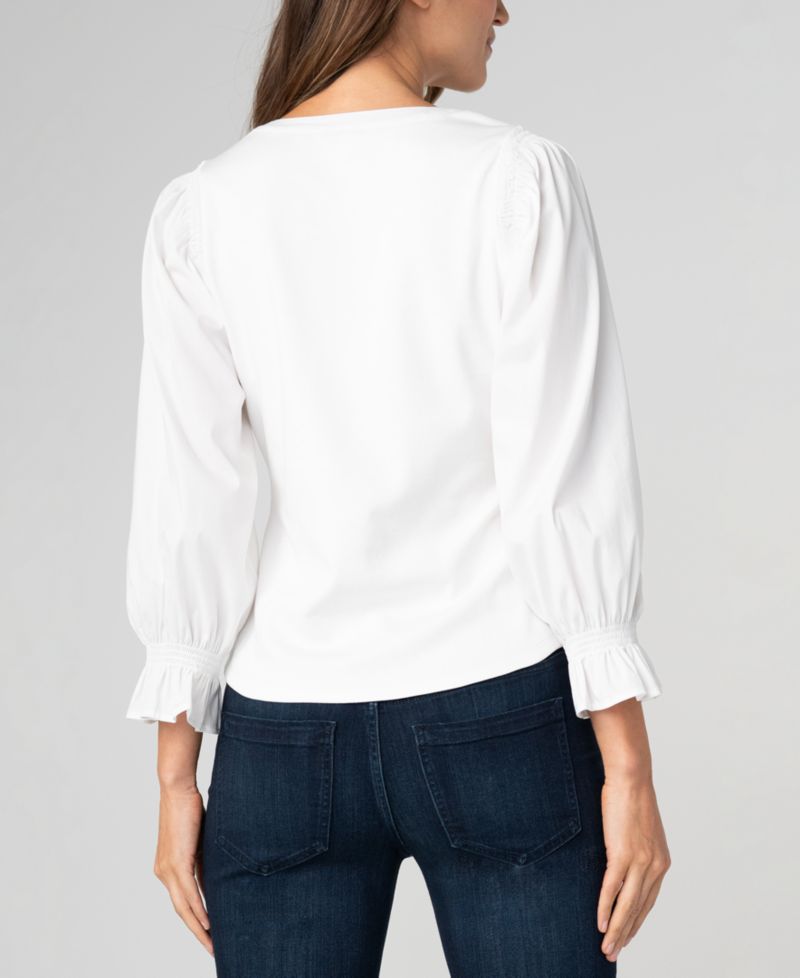 Petite Modified V-Neck Blouse