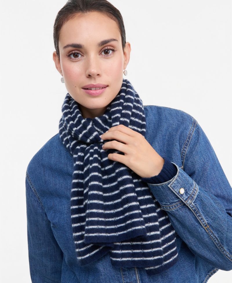 Ribbed Cashmere Muffler Scarf