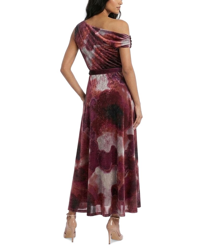 Women's Off-the-Shoulder Floral Velvet Dress