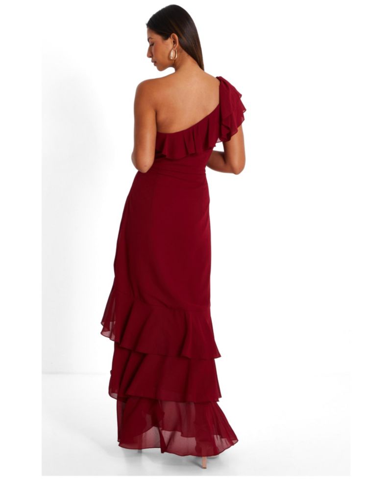 Women's Chiffon One Shoulder Frill Midaxi Dress