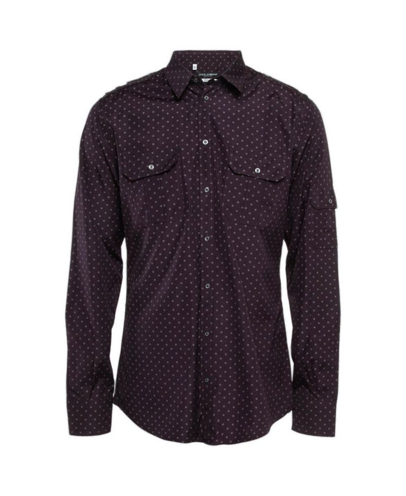 Dolce & Gabbana Men's Gold Long-Sleeve Polka-Dot Slim-Fit Shirt