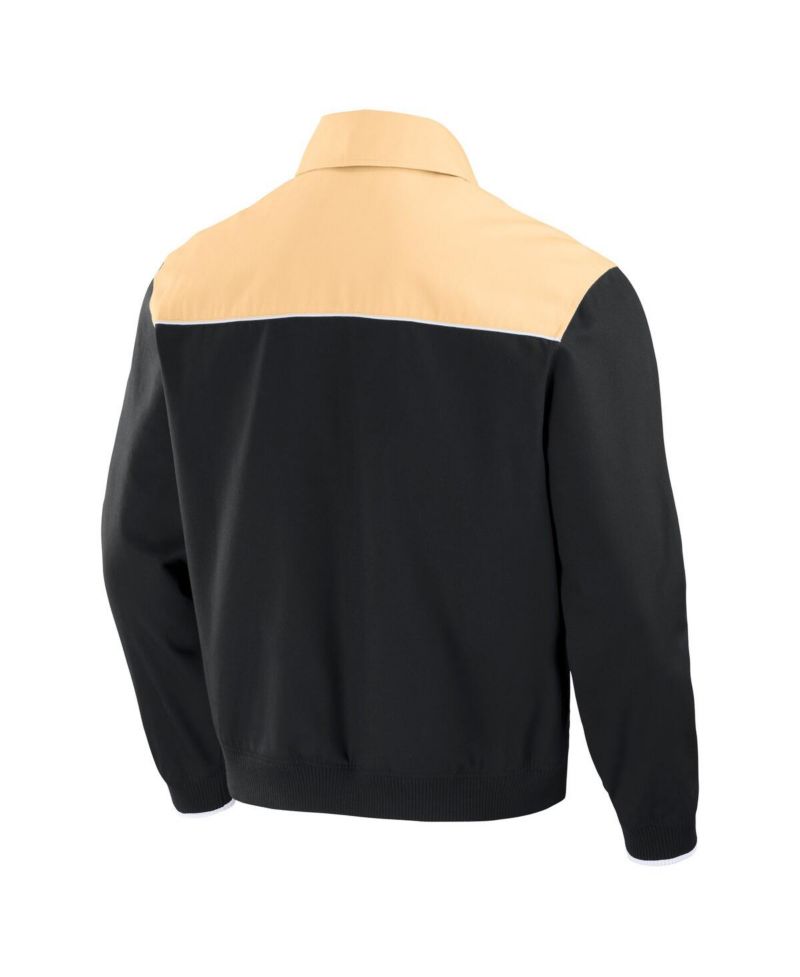 Men's Black/Tan Chicago Cubs Canvas Bomber Full-Zip Jacket