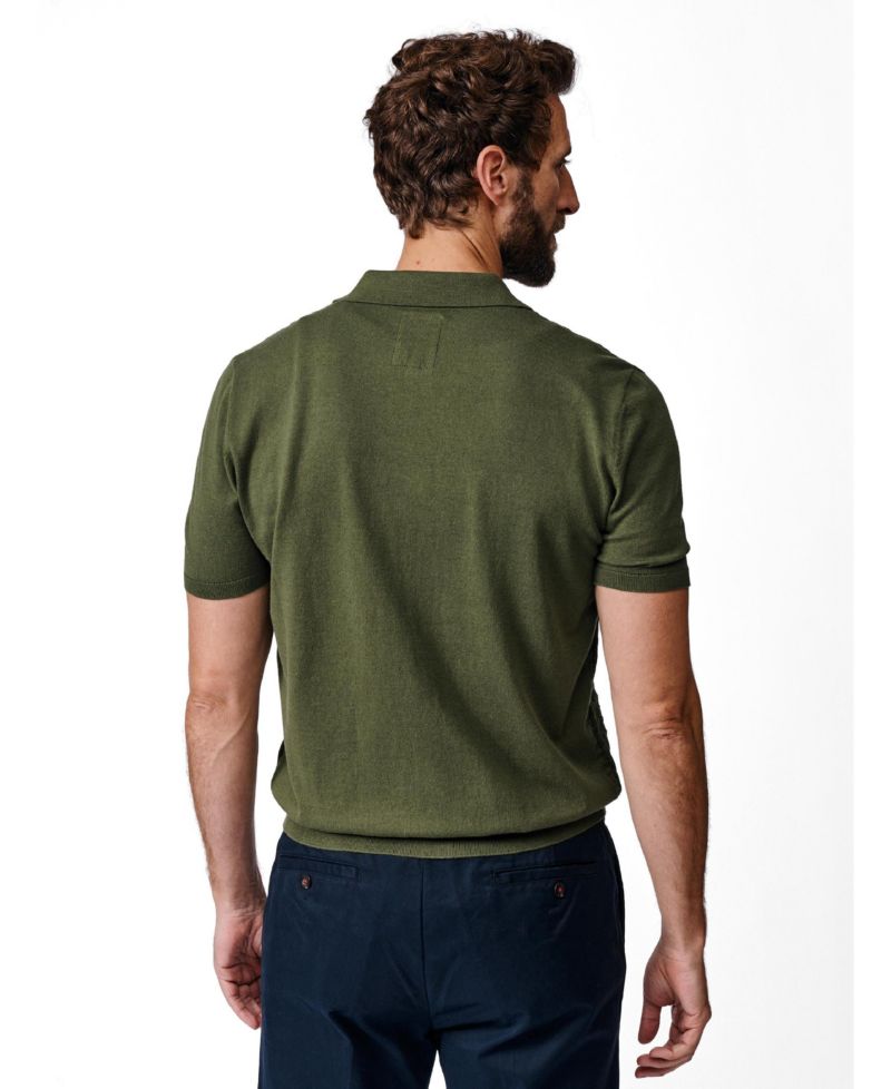 Men's Manor Textured Button Through Polo