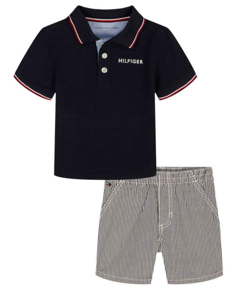 Boys' 2T-7 Short-Sleeve Polo Shirt and Twill Shorts, 2-Piece Set