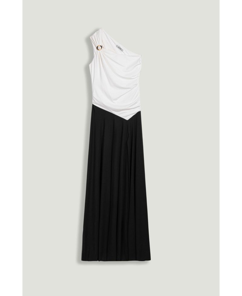 Women's One-Shoulder Contrast Maxi Dress
