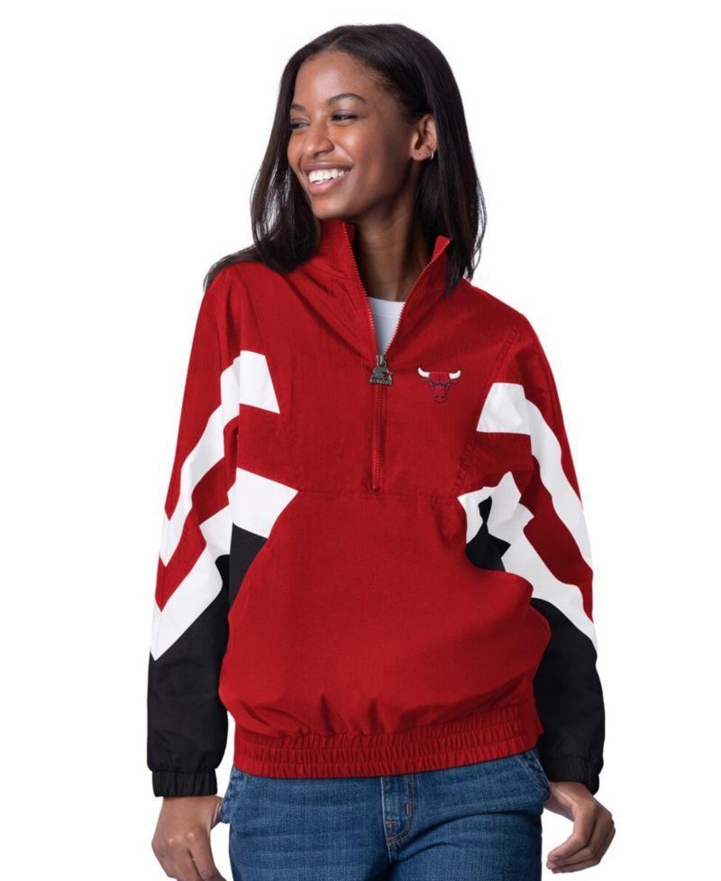 Women's Red Chicago Bulls Renegade Oxford Half-Zip Jacket