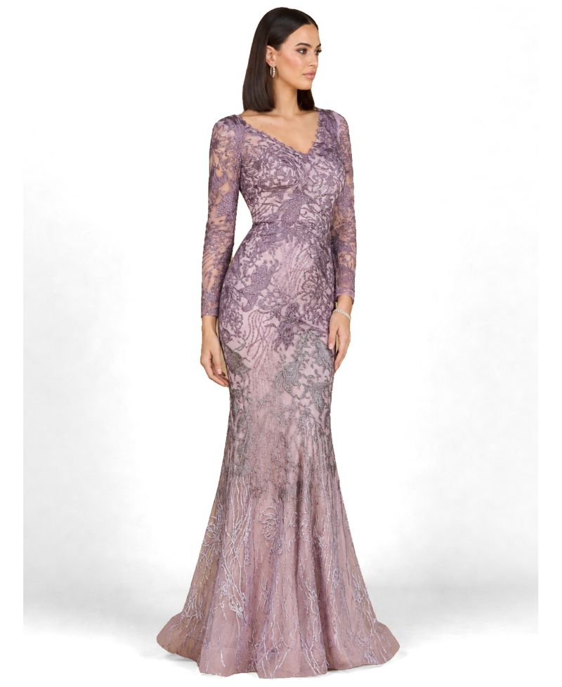 Women's Long Sleeve V-Neck Mermaid Gown