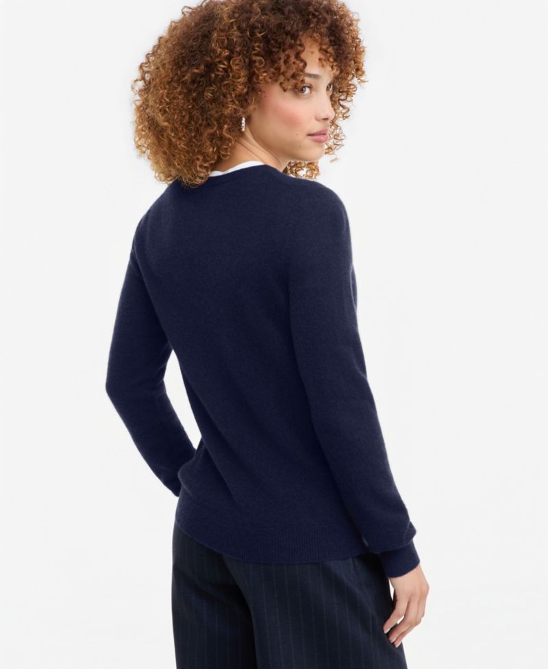 100% Cashmere Women's Petite Long-Sleeve Crewneck Sweater