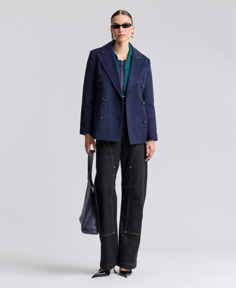 Women's Double-Breasted Plaid Blazer