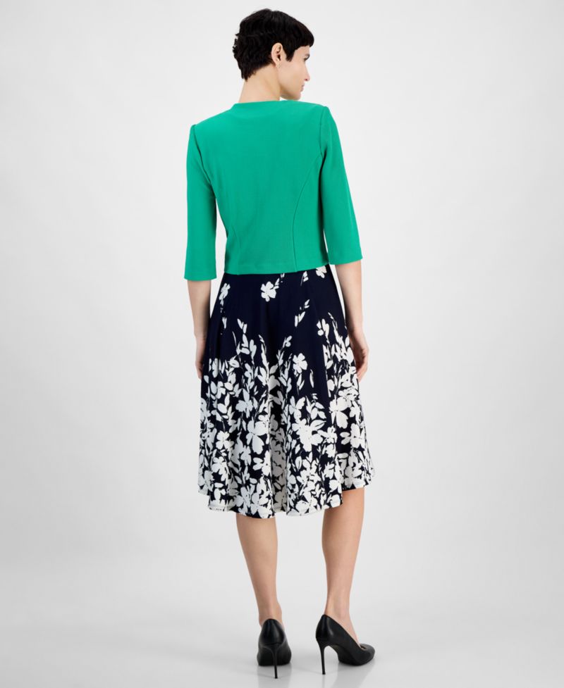 Petite Textured Cascading Florals 2-Pc. Jacket Dress