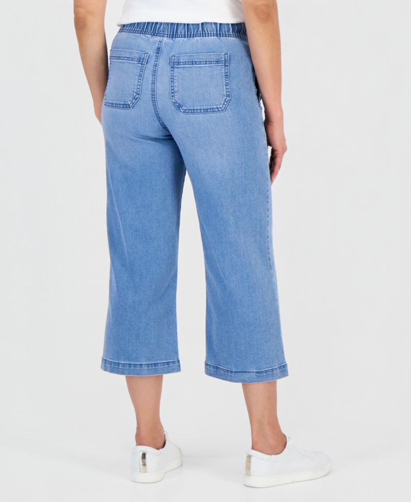 Petite High Rise Cropped Wide Leg Jeans