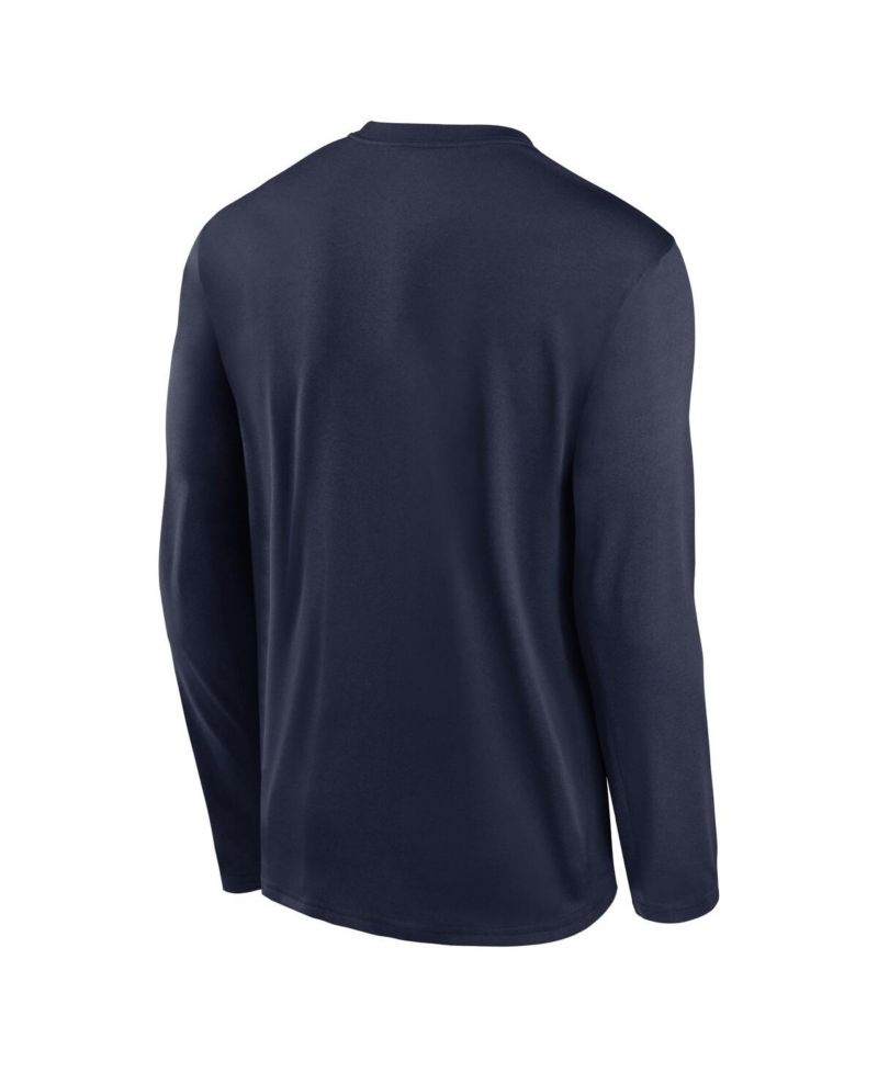 Men's Navy West Virginia Mountaineers Primetime Center Lockup Two-Hit Legend Long Sleeve T-Shirt