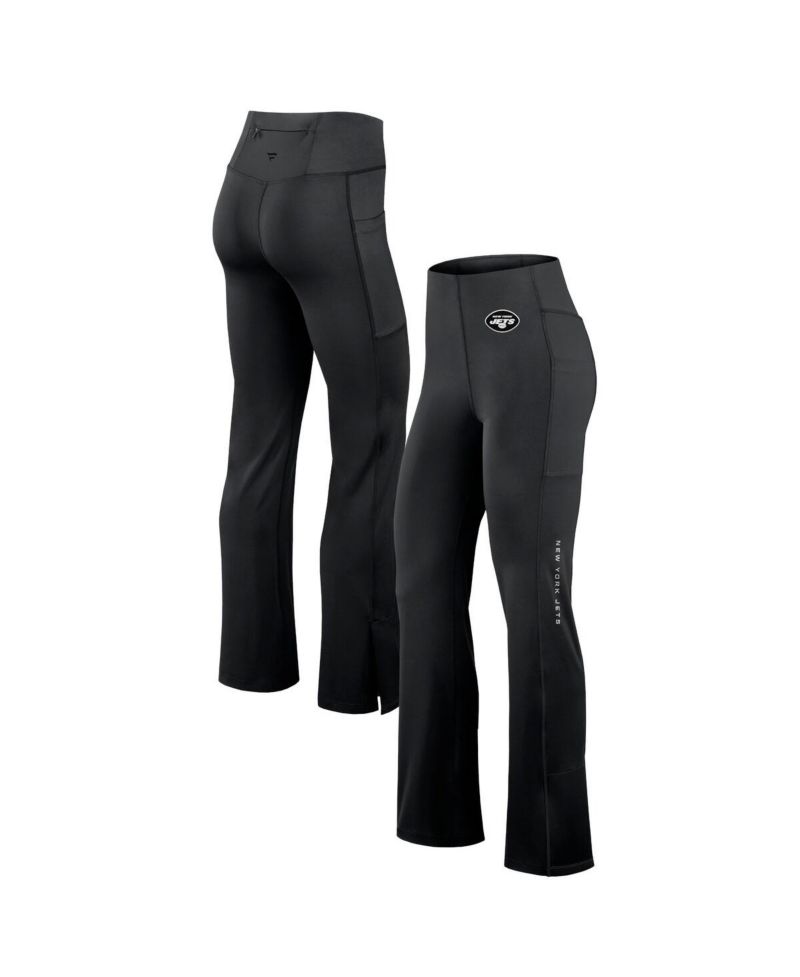 Women's Black New York Jets Studio Fitted Flared Leggings