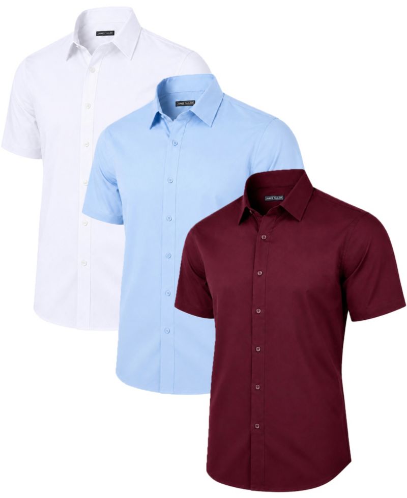 Men's Slim-Fit Point Collar Dress Shirt, 3-Pack