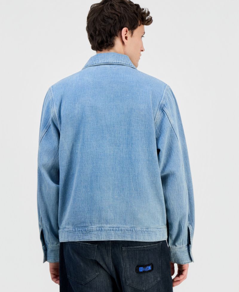 Men's Cotton Waffle Denim Zip Jacket
