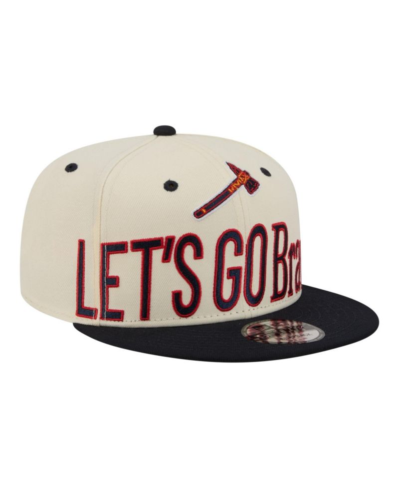 Men's Cream Atlanta Braves Oversized Slogan 9FIFTY Snapback Hat