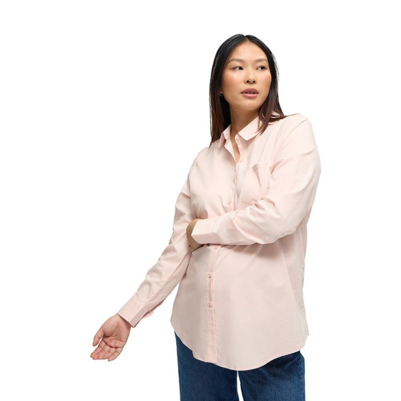 Women's Long Sleeve Poplin Nursing Button-Down Shirt