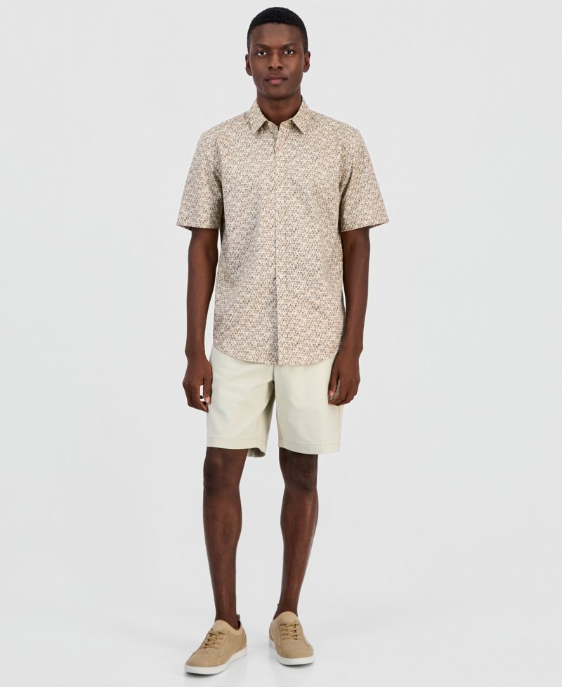 Men's Brick Geometric Short-Sleeve Shirt