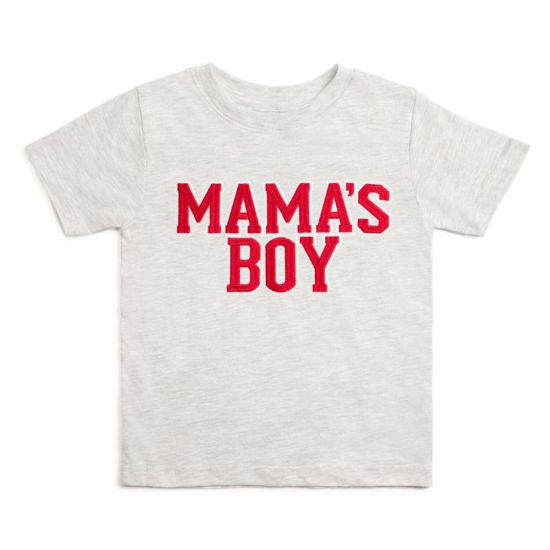 Little Boys Mama's Boy Varsity Patch Short Sleeve T-Shirt
